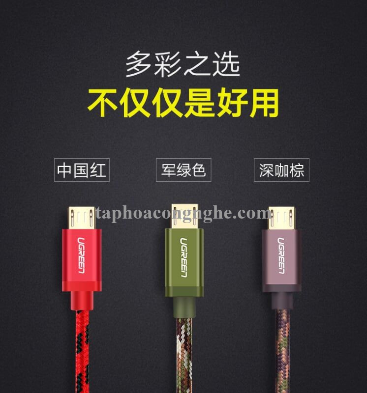 Ugreen 40396 0.5M màu Xanh dương Cáp sạc truyền dữ liệu USB 2.0 sang MICRO USB dây bọc lưới US246 30040396